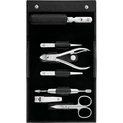 Offre limitee: ZWILLING Manucure kit (7 pièces, Set de pédicure, Set de trousse de voyage, soin des ongles, cuir véritable), Acier inoxydable poli, noir de 135.80 EUR a 112.63 EUR (economie 17%)