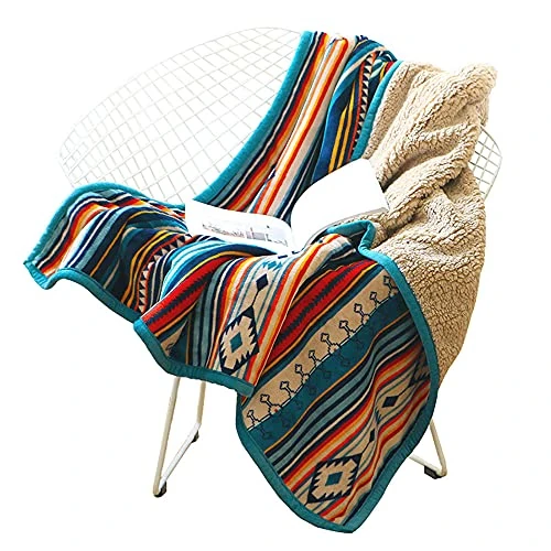 Hggzeg Koralowy koc polarowy, puszysty miękki koc na kanapę ciepły koc na łóżko kolorowy wzór w paski koce podróżne do sypialni salonu biura 127 x 152 cm (kolor: w paski)