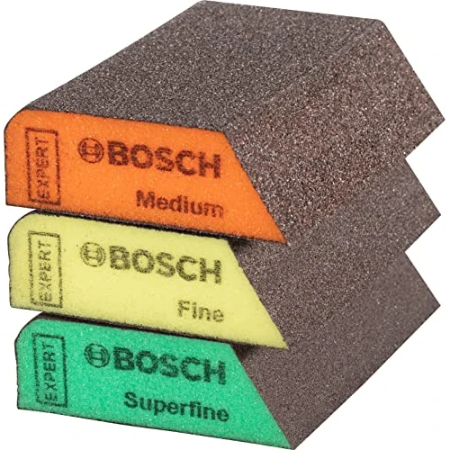 Bosch 3x EXPERT S470 Combi Blocks (for Paint on wood, Softwood, Ø 69 x 97 x 26 mm, Medium/Fine/Superfine, Professional Accessory Hand Sanding)