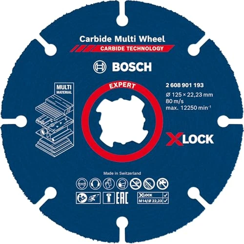 Bosch 1x EXPERT Carbide Multi Wheel X-LOCK Cutting Disc (for Hardwood, Wood with nails, Ø 125 mm, Professional Accessory Small Angle Grinder)