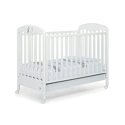 Foppapedretti, Piccoli Amici, cuna con barandilla regulable, 131 x 71 x 105 cm, 25 kg, blanco