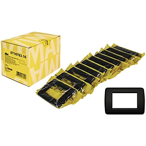 Vimar 0T16763.16 Idea Placca Rondò 3 moduli in tecnopolimero, 10 pezzi, nero