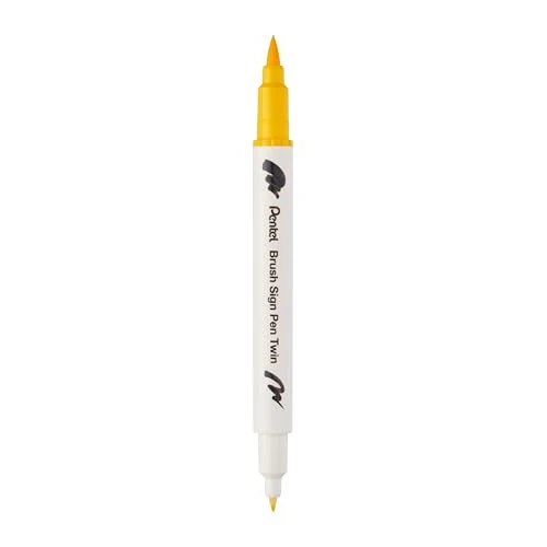 Tijdelijke aanbieding: Pentel Brush Sign Pen Twin SESW30C Vezelpen, 2 penseelachtige punten, geel (1 stuk) van 6.71 € naar 6.71 € (0.00% korting)