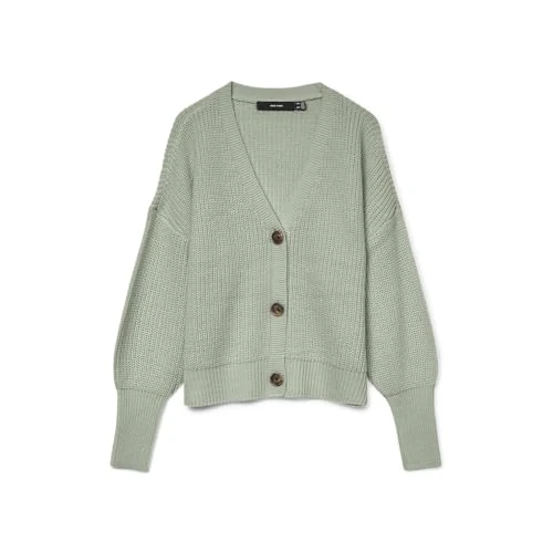 Vero Moda Vmlea Ls V-neck Cuff Cardigan Noos Cardigan, Desert Sage, XS Mujer