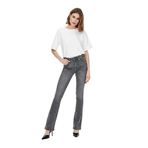 ONLY Onlblush Life Mid Flared Tai0918 Noos, Jeans Donna, Grigio Denim, S / 32L