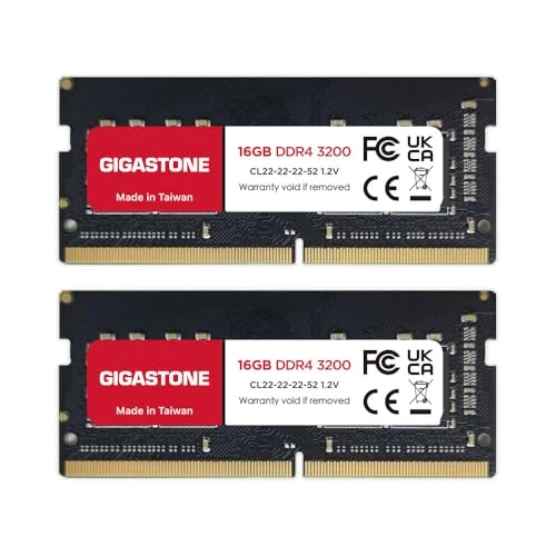 Offerta a tempo: 【DDR4 RAM Solo Notebook】GIGASTONE 32GB Kit(2x16GB) DDR4 3200MHz (2933MHz or 2666MHz) PC4-25600 (PC4-23400, 21300) CL22 1.2V SODIMM 260pin Memoria notebook–Unbuffered Non-ECC, alte prestazioni - 5% da 224.71 € a 213.47 €