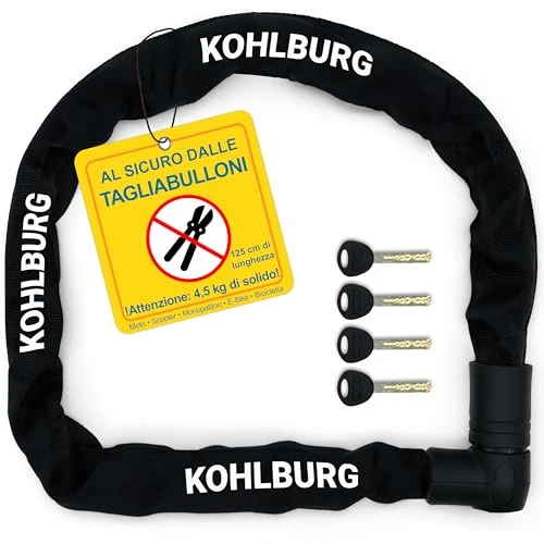 Offerta a tempo: KOHLBURG Antifurto a catena ultraresistente 125 cm [Resiste ai tagliabulloni] – Livello di sicurezza massimo 15 – Per moto, scooter, bici elettrica & bicicletta – Antifurto ad alta sicurezza - 0.00% da 79.20 € a 79.20 €