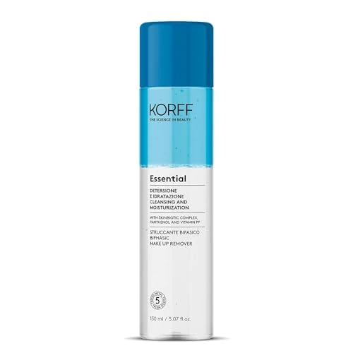 Offerta a tempo: Korff Essence Struccante Viso, Occhi e Labbra Bifasico, Rimuove il Trucco Waterproof, Arricchito con Pantenolo, 150ml - 39% da 22.90 € a 13.96 €