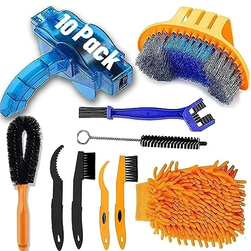 Offerta a tempo: QeeHeng Spazzola per la pulizia della bicicletta -Precision con scrubber per catena della bicicletta, kit pulizia bici per biciclette da montagna, strada, città, ibride, BMX e pieghevoli, 10 pezzi - 7% da 19.98 € a 18.68 €