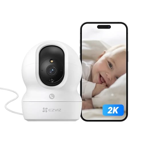 EZVIZ 2K Baby Monitor Security Camera Indoor, 2K Resolution, Smart Night Vision, 360-degree Views, Motion Tracking, 8x Digital Zoom, Two-Way Audio, H.265(CP1)