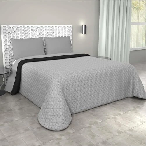Offerta a tempo: Corredocasa Trapuntino Copriletto Trapuntato Primaverile, Made in Italy - Copri Letto Bicolore Doubleface per Letto Matrimoniale 2 Piazze (Nero/Grigio) - 0.00% da 15.80 € a 15.80 €