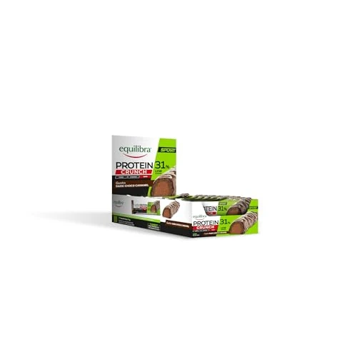 Offerta a tempo: Equilibra, Alimenti Proteici, Barrette Proteiche, 31% Proteine, 24x40g, Crunch Dark Choco Caramel, 149Kcal a Barretta, per il Mantenimento della Massa Muscolare, Senza Olio di Palma - 60% da 44.99 € a 18.00 €