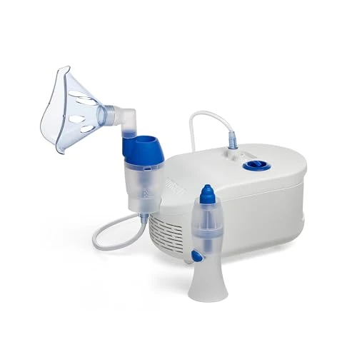 OMRON X102 Total Nebulizador para niños y adultos con lavado nasal 2 en 1, Dispositivo de uso doméstico para el tratamiento de enfermedades respiratorias, El asma, Color Blanco