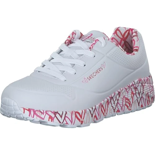 Limited-time offer: Skechers Girl's Uno Lite Lovely Luv Sneakers, White Synthetic/Red & Pink Trim, 10.5 UK Child from 59.00 £ to 49.49 £ (save 16%)