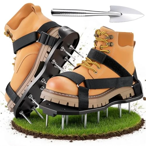 Oferta limitada: Ohuhu Zapatos Aerador de Cesped Sin Instalación, Zapatos Jardín de Césped con Pala de Acero Inoxidable Sandalias Zapatos con Puntas, Talla Universal para Todos Los Zapatos, Negro de 24.99 € a 24.99 € (ahorro 0.00%)