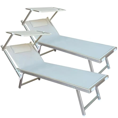 Offerta a tempo: ZIK - 2 Lettini da Spiaggia Professionali, Sdraio da Spiaggia Pieghevole, Leggera, in Alluminio, Schienale Regolabile (189x60x38cm) Lettino Prendisole da Giardino, Mare, Piscina, Balcone (2X Grigio) - 11% da 189.00 € a 169.00 €