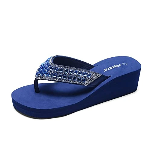 Zeitlich begrenztes Angebot: JOMIX Sandalen Damen Badeschuhe Sommer Damen-Zehentrenner Badeschlappen Glitter Strandschuhe Badepantolette (01 Marine, 39 EU, SD2566) von 25.95 € auf 19.16 € (26% Rabatt)