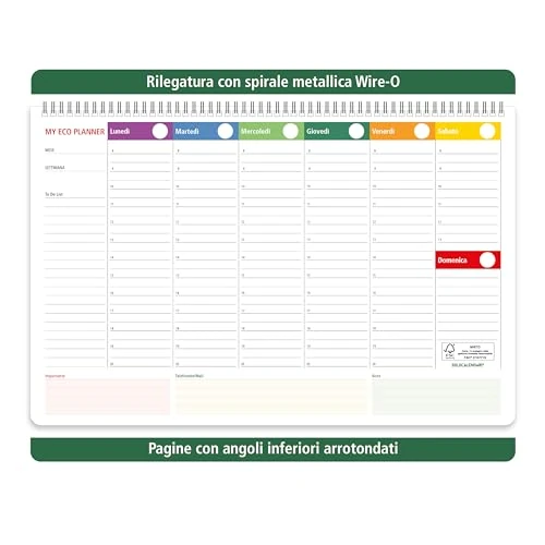 Zeitlich begrenztes Angebot: Wochenplaner mit Spiralbindung, ewige Farben (Daten zum Schreiben) aus 100% umweltfreundlichem Papier, A4, für den Schreibtisch, Wochenplaner, Büro, Zuhause, Schule, 32 x 21 cm, 1 Stück von 16.55 € auf 16.55 € (0.00% Rabatt)