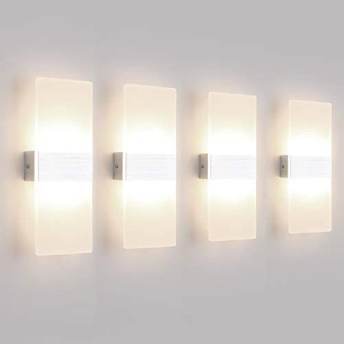 Offerta a tempo: Klighten 4PCS Lampada da Parete Interno 12W Bianco neutro 4000K, Moderno Applique da Parete in Acrilico Perfetto per Camera da Letto, Soggiorno, Bagno, Corridoio, Scale, 780 Lumen - 0.00% da 65.99 € a 65.99 €