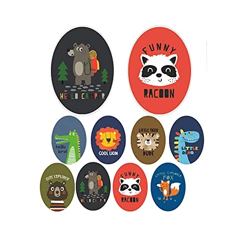 8 toppe serigrafate per bambini da stirare sui vestiti. Applicazioni termoadesive per riparare e decorare pantaloni, giacche, maglioni, zaini, ecc. (Animals)