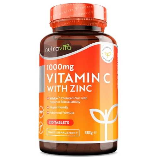 Offerta a tempo: Nutravita 1000mg Vitamina C e 15mg Zinco 210 Vegane Capsula, 382 g - 15% da 16.90 € a 14.37 €