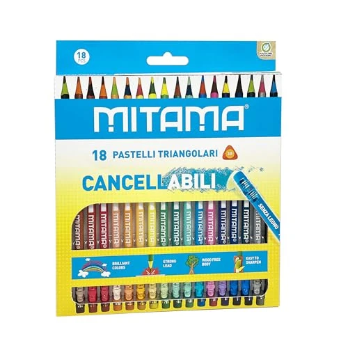Offerta a tempo: Pastelli Cancellabili Mitama Impugnatura Triangolare Laccati, mina 3.3, con Gomma, in Pet Box 18 pz - 29% da 6.90 € a 4.89 €