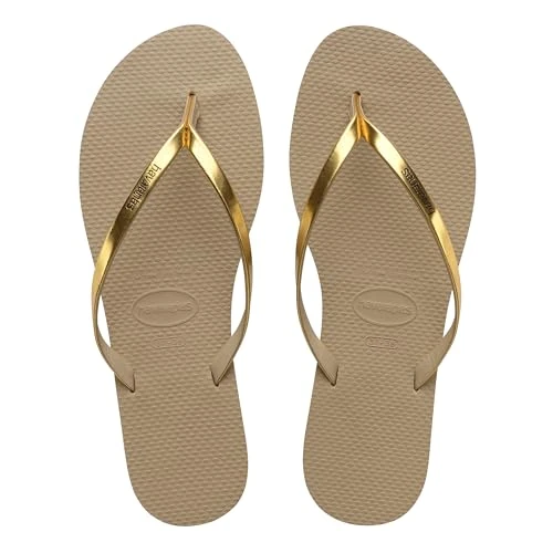 Offre limitee: Havaianas - You Metallic, Sandales Confortables, Élégantes et Polyvalentes, Fines Lanières à Finition Métallisée, Petit Talon, Femme , Golden Sand Metallic, 39/40 EU de 27.98 EUR a 27.98 EUR (economie 0%)