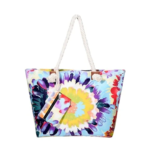 Offerta a tempo: DonDon Grande borsa da spiaggia idrorepellente con cerniera Borsa a tracolla Shopper Aquarelle Life - 20% da 22.99 € a 18.38 €