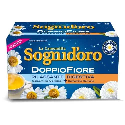 Offerta a tempo: Sogni Doro Camomilla Doppio Fiore Rilassante E Digestiva 14filtri, color Oro, 25.2 g - 37% da 3.19 € a 2.00 €