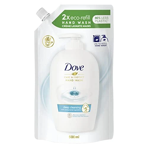 Offerta a tempo: Dove, Sapone Liquido Mani, Ricarica Sapone Liquido Mani, Care & Protect, Rimuove con Efficacia Sporco e Batteri, con +5 Agenti Idratanti, Formula 99% Biodegradabile, 500ml - 47% da 4.70 € a 2.47 €