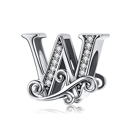 Offerta a tempo: TIZU Charm Lettere in Argento 925 Ciondolo Originale Compatibile Braccialetti Charms Iniziale per Donna Bambine - 24% da 18.99 € a 14.43 €