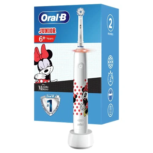 Oral-B Junior Oplaadbare Elektrische Tandenborstel Powered By Braun, 1 Handvat Met Minnie, 1 Opzetborstel, Voor Kinderen Vanaf 6 Jaar