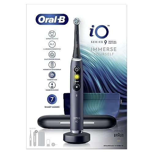 Offerta a tempo: Oral-B Spazzolino Elettrico Ricaricabile iO 9 Edizione Speciale Nero, Tecnologia Magnetica Rivoluzionaria, Display A Colori, 1 Testina, Custodia Da Viaggio, 1 Astuccio Magnetico, Designed By Braun - 0.0% da 255.84 € a 255.84 €