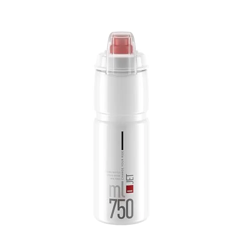 Elite Jet Plus Transparente con logo rojo 750 ml – Botella de agua para ciclismo – Aislamiento mejorado sin BPA Biodegradable – Para carretera MTB Gravel