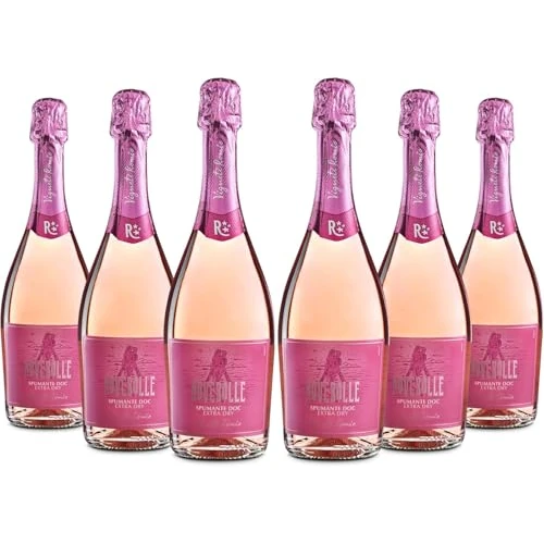 Vigneti Romio Schaumwein Rosé Novebolle Romagna DOC, ein frischer Wein mit Noten roter Früchte und Pfirsich, 11,5 Prozent Vol., Karton mit 6 Flaschen 750 ml