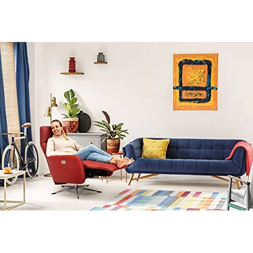 Offerta a tempo: Scandico Poltrona per TV Bosse/poltrona relax girevole con 2 motori, regolazione della parte posteriore e dei piedi, posizione del bilanciamento del cuore, 74 x 107 x 90, in pelle rossa - 41% da 699.37 € a 415.00 €