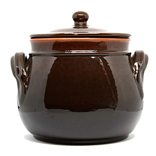Colì, Terracotta Bombata Pot with Lid, Artisan Pot, Brown, Diameter 20 cm