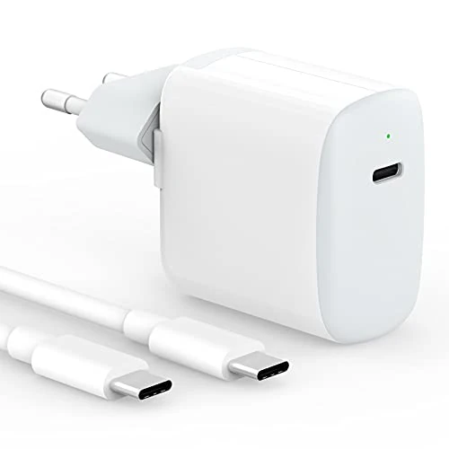 30W Caricatore USB C Compatibile con MacBook Air 13 12, iPad Pro 13, 12.9, 11 2024 2023 2022 2021 2020 2019 M4 M2 M1, iPad Air 5 4, Mini 6, iPad 10, iPhone 15, Google Pixel 8 7, Cavo USB-C da 6.6FT