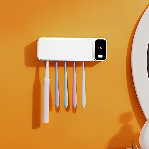 BANJILI Toothbrush UV Sterilizer & Organizer, Wall Mount, White