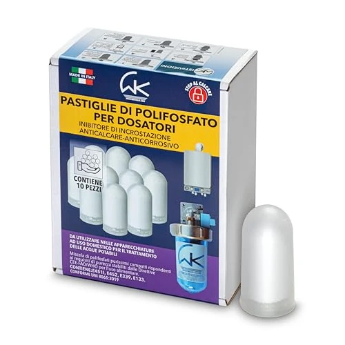 Offerta a tempo: WK - Polifosfati per Caldaia, Ricarica Universale da 10 Pastiglie di Polvere Concentrata per Filtrazione Acqua, Funge da Anticalcare e Anticorrosivo - 0.00% da 13.99 € a 13.99 €