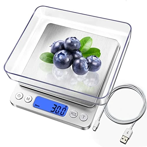 Offerta a tempo: Piccolo Digitale Bilancia da cucina, ricarica USB, mini bilancia da 3 kg / 0,1 g, bilancia elettrica da cucina, impermeabile, ricaricabile tramite USB, in acciaio inox, per ingredienti gioielli caffè - 0.00% da 13.98 € a 13.98 €