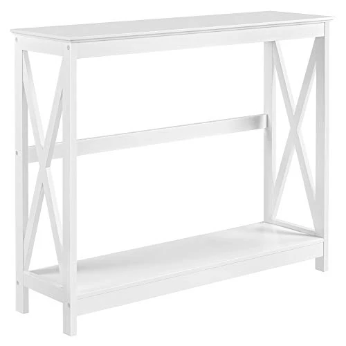 Offerta a tempo: Yaheetech Mobile Ingresso Moderno Tavolino Consolle da Entrata Consolle da Divano a 2 Ripiani Stuttura a X Tavolo d Ingresso Salvaspazio 2 Livelli Soggiorno Corridoio 102 x 30 x 81 cm Bianco - 5% da 39.99 € a 37.99 €