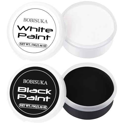 Limited-time offer: BOBISUKA Halloween Cosplay SFX Makeup Black + White Face Body Paint Special Effects Makeup Kit Dress Up Non Toxic Face Painting Kits for Adult Full Coverage Face paint Fx Make Up from 9.99 £ to 8.49 £ (save 15%)