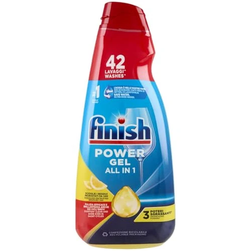 Finish Powergel - Gel detergente para lavavajillas líquido, multiacción, limón, paquete de 42 lavados – 1100 g