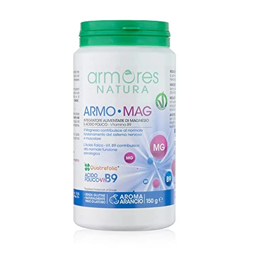 Offerta a tempo: Armores Natura Integratori Alimentari, Armo-Mag, Integratore a Base di Magnesio, Favorisce il Normale Funzionamento del Sistema Nervoso e Muscolare, con Acido Folico, Vegano, Formato 150 g - 33% da 13.99 € a 9.37 €