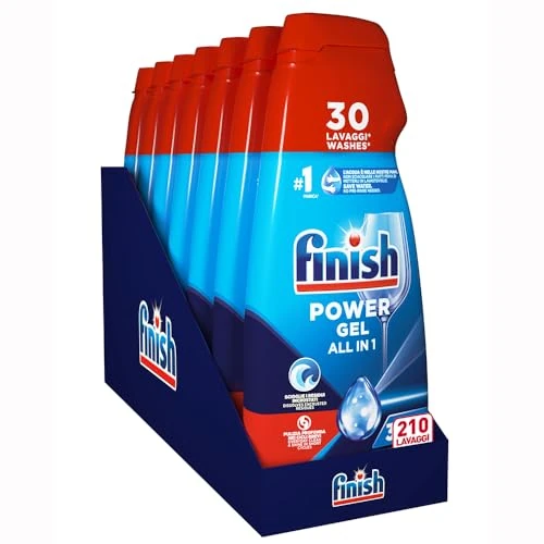 Finish Powergel Dishwasher Detergent, Dishwasher Gel, 210 Washes, 7 Packs of 30 Dishwashers Liquid Washers