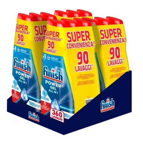 Offerta a tempo: Finish Powergel Detersivo Lavastoviglie 100% Stoviglie più Protette, Gel Lavastoviglie, 360 Lavaggi, 12 confezioni da 30 Lavaggi di Liquido Lavastoviglie - 12% da 45.32 € a 39.99 €