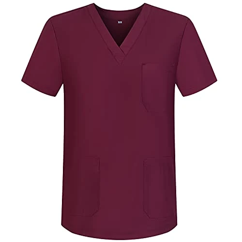Offerta a tempo: MISEMIYA - Abbigliamento Lavoro Unisex Collo Picco Maniche Corte Uniforme Clinica Ospedale Pulizia Veterinario IGIENE OSPITALITÁ - Ref.817 - X-Small, Granato 68 - 0% da 16.09 € a 16.09 €