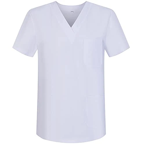 Offerta a tempo: MISEMIYA - Abbigliamento Lavoro Unisex Collo Picco Maniche Corte Uniforme Clinica Ospedale Pulizia Veterinario IGIENE OSPITALITÁ - Ref.817 - X-Large, Bianco 68 - 49% da 19.99 € a 10.23 €