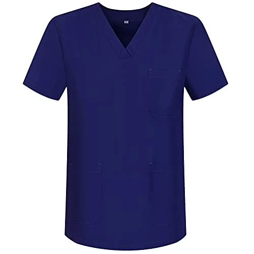 MISEMIYA - Abbigliamento Lavoro Unisex Collo Picco Maniche Corte Uniforme Clinica Ospedale Pulizia Veterinario IGIENE OSPITALITÁ - Ref.817 - Large, Viola 68
